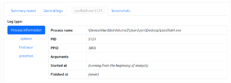 Drakvuf Analysis Report Process Information