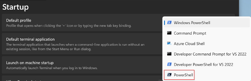 Default Profile in Windows Terminal