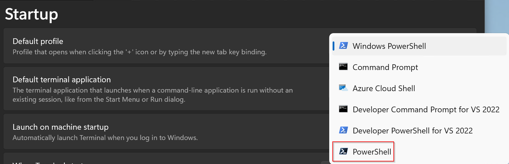 Default Profile in Windows Terminal